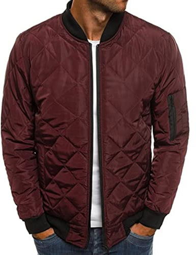 Giubbino Uomo Autunno Invernale Piumino Caldo Casual Tinta Unita Giacca Impermeabile Giubbotto Comodo Trapuntato Trekking Antivento con Zip e Cappuccio Piumini per Quotidiano Lavoro Scuola Moto