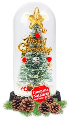 Avilia – Campana Natalizia con Alberello e Luci LED per Decorazioni Natalizie da Tavolo, Illuminazione Calda a Batteria, Ideale come Addobbo per Casa e Ufficio con Design Raffinato e Moderno