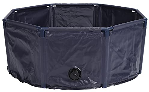 Chiyyak Ultrastabil PVC Hopfällbar Hundpool, Bärbar Pool med Avloppsventil, Hundbadkar för Hundar, Katter och Barn (M30/100cm)