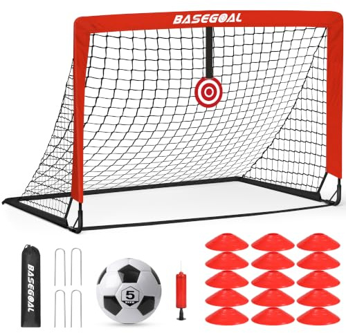 Porte da Calcio per Giardino, Porta da Calcio per 150x120cm, Porticine Da Calcio con Aste In Fibra di Vetro e Reti di Alta Qualità, Bullseye e Borsa per Giardino e Gioco per Interni