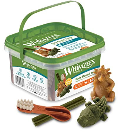 WHIMZEES By Wellness Gemischte Vielfaltsbox, Kaustangen für große Hunde zur Zahnpflege, Größe L, 14 Stück, ohne Zuckerzusatz, getreidefrei, natürlich, fettarm