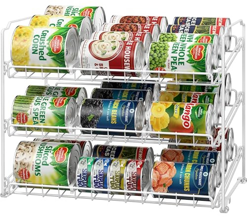 Simple Houseware 3-Tier Stackable Can Organizer Rack Hold 36 Cans, White