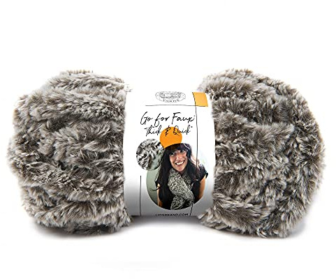 Lion Brand Yarn Go for Faux Thick & Quick, Super Bulky Faux Fur Yarn for Knitting, Crochet, and Crafts, Chow Chow, 1 Pack