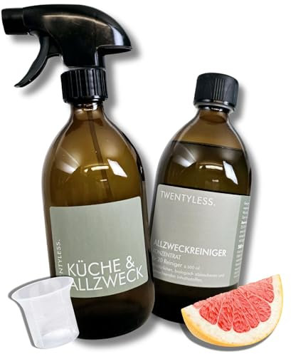 Allzweckreiniger Set mit 500ml Konzentrat in Glasflasche für 20 Reiniger | Küchenreiniger, Allesreiniger | nachhaltig und sparsam