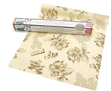 beeskin Rouleau en cire d'abeille Conservation et Stockage des aliments • Alternative naturelle au film plastique • 30 x 95 cm (Fleurs)