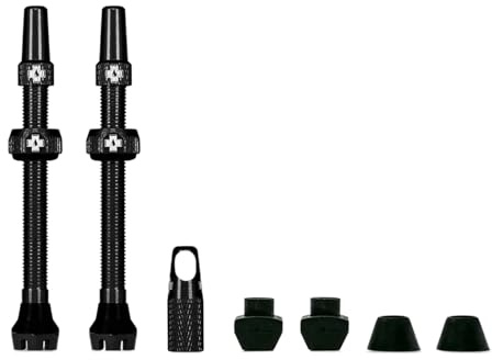 Muc-Off Valves Presta Tubeless - 60 mm - Valves de Vélo Anti-Fuite de Qualité Supérieure avec Outil Démonte-Obus de Valve Intégré - Noir