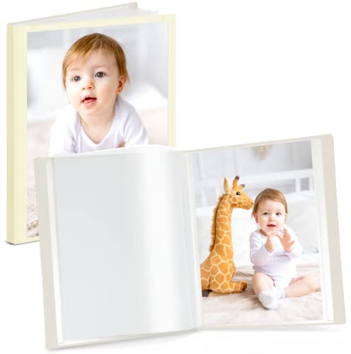 CRANBURY Small Photo Album 5x7 (Ivory), 2-Pack Plastic Photo Book, 24 Pockets Show 48 Pictures, Mini Picture Binder with Customizable Album Cover, 5 x 7 Clear Sleeves
