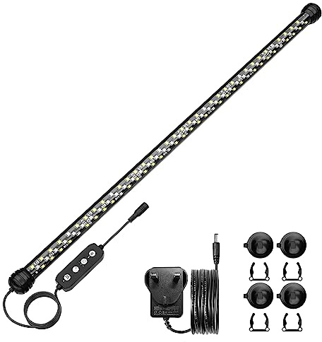 Seaura LED acuario luz con temporizador, luces sumergibles para peces tanque, luz de tanque de peces, 3 modos de iluminación, ajustable (22,8 in for 24-43inch planted Tank), 12W