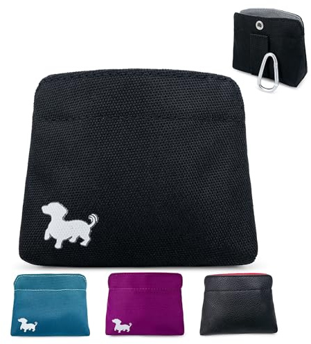 Swaggly Small Dog Treat Pouch – Slim Magnetic Pocket Dog Treat Bag for Walking & Training – Discreet Clip On Treat Pouch for Leash, Waistband or Pocket – Mess Free Storage (Black/Gray)