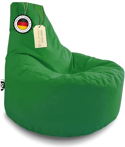PATCH HOME Gamer Kissen & Lounge Sitzsack – befüllbar mit Reißverschluss, gefüllt mit Styropor, geeignet für In- & Outdoor. Perfekt als Gaming Sessel Sitzkissen (Grün, Ø 65cm x Höhe 70cm Junior)