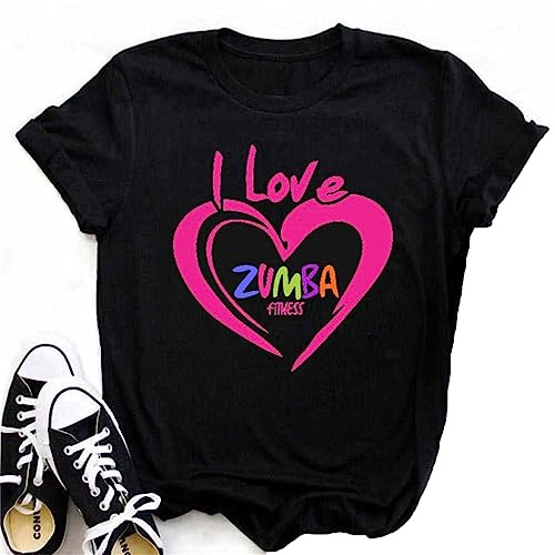 Camiseta atlética de Verano de Manga Corta de Manga Corta para Mujer Casual Top Graphic Cuello Redondo para Entrenamiento físico de Baile de Zumba