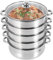 5-Tier Stainless Steel Food Steamer Large Capacity 11-Inch Diameter Healthy Nutrient-Preserving Cooker for Gas, Stovetop, Induction, Electric Stoves