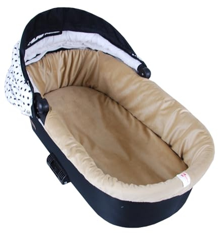 BABYLUX Nestchen für Kinderwagen Stubenwagen BABYWANNE + Matratze 2 Tlg Set Doppelseitig (W103 Velvet Beige)