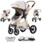 Shineey Poussettes 3 en 1 Citadines Poussettes Combinées Poussette Tricycle Baby Walker Poussette Haute Paysage Poussettes Landau pour 0-36 Pliantes Trolley Bébé