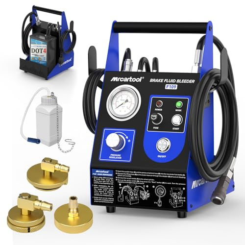 Dispositivo de purgado de frenos 220 V Dispositivo eléctrico de purgado de frenos y cambio de líquido de frenos con presión ajustable de 0,5 a 2,5 bar y 1 adaptador para cilindro maestro de freno.