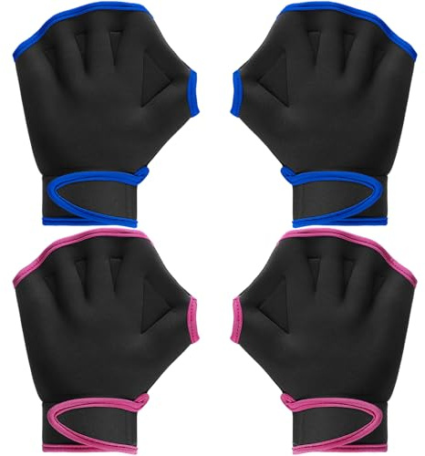 Sumind 2 Pairs Swimming Gloves Aquatic Training Gloves Neoprene Mittens Webbed Fitness Water Aerobics Resistance Training for Women Men Swimming Diving(Medium,Black, Dark Gray)
