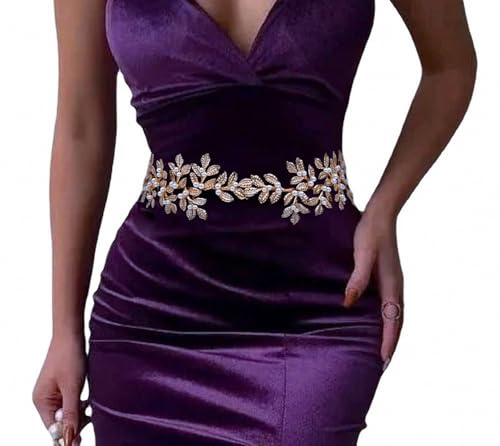 Ulalaza Damen Prom vestido de noche cinturón decorativo novia cristal afilado cinturón de boda afilado con strass