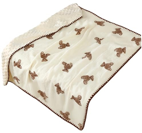 Manta de Osito de Peluche, Manta para bebé de Oso, Peluche Suave y cómodo de 39x39 Pulgadas, edredón de cunas Lavable a máquina para niños pequeños, niños, niñas, recién Nacidos recibiendo