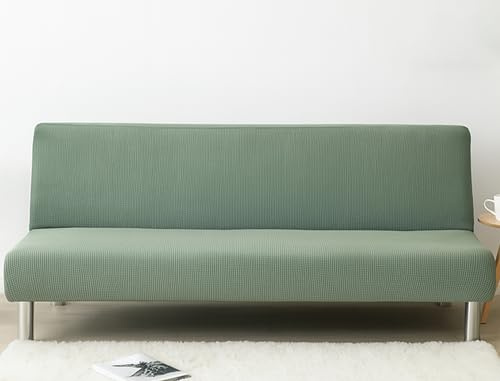 Armlöst bäddsofföverdrag – stretchöverdrag för hopfällbar soffa utan armstöd, tvättbart skydd för 2/3-sits, perfekt för hem med husdjur eller barn, 14 färgalternativ (tallgrön, 190–230 cm)
