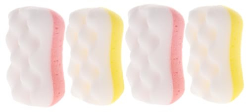 FRCOLOR 4 Pièces Lot de Éponges de Bain Exfoliantes pour Accessoires Bain Massants Outils de Nettoyage Peau Sensible Aléatoires Usage Quotidien Couleur Aléatoire