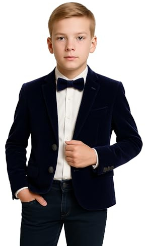 Giacca Invernale da Ragazzo in Velluto Slim Fit, Formale, per Matrimonio, Cena, Compleanno, età 16 Anni