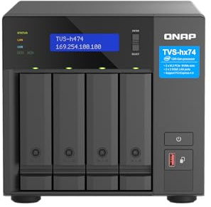 QNAP TVS-h474-PT-8G-US 4 Bay High-Speed Desktop NAS with Intel Pentium Gold 2-core CPU, 8GB DDR4 Memory, 2.5 GbE Networking and PCIe Gen 4 expandability (Diskless)