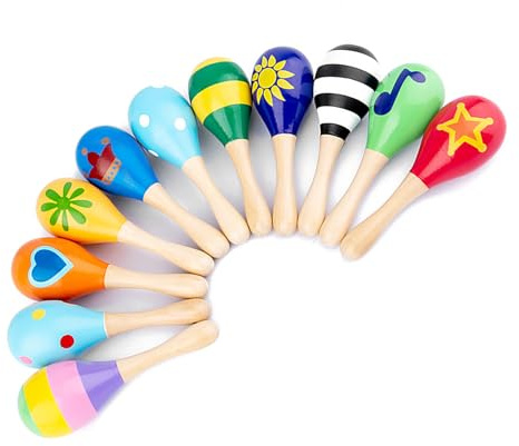 Jeanoko Kid Maracas Shaker Rattle Pedagogisk Leksak för Musikträning Kul och Koordinationsutveckling Trä Slumpmässig Färgstil