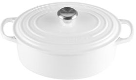 Le Creuset LS2502-2316SS Enameled Cast Iron 2 3/4 qt. Signature Oval Dutch (French) Oven, White