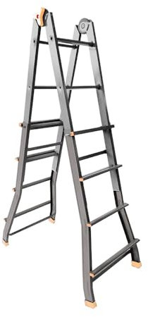 Scala Telescopica in Acciaio Verniciato – Multiposizione con Cerniera Manuale, Antisdrucciolo, per Uso Domestico e Hobbistico, Altezza fino a 3,60 m