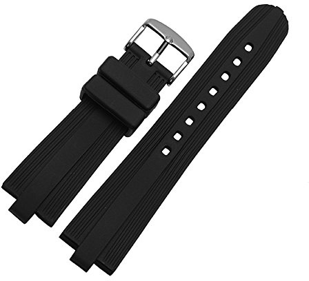 [Richie Strap]Fibbia cinturino cinturino cinturino orologio subacqueo in gomma nera 22 mm x 7 mm adatto per Divas 'Dream (argento)