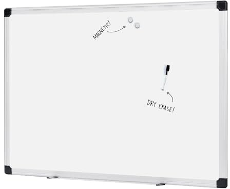 Amazon Basics Magnetic Dry Erase Whiteboard, 36 x 48-inch, Aluminum Frame, Silver/White, Easy to Install