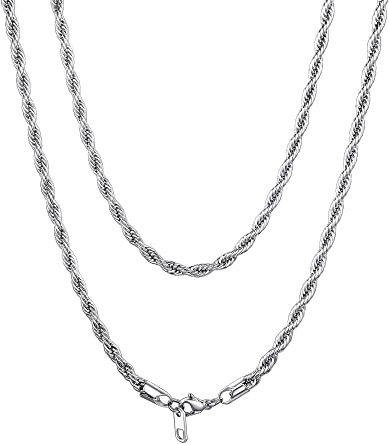 ChainsHouse Rope Chain Necklace for Men Thin Chain