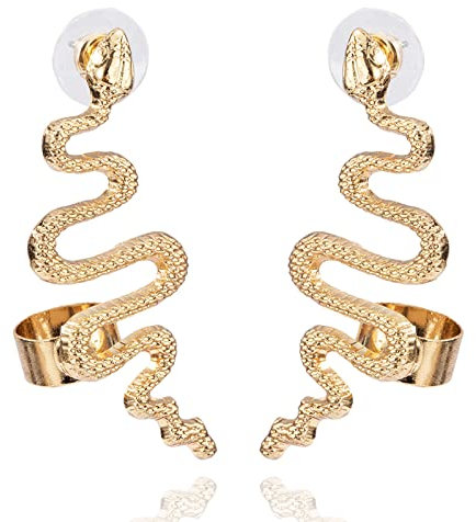 Generic 2Pcs Schlange Stud Ohrringe Gebogene Schlange Geformt Schmuck Schlange Ohrringe Gothic Frau Ohr- Stud Geschenk Legierung Ohr Schmuck für Frauen Mädchen Goldene