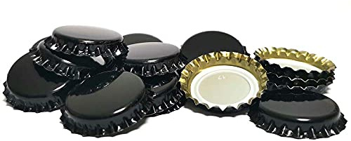 DIAH DO IT AT HOME 100 Pack Black Crown Caps 26mm - Decorative Beer Bottle Caps for DIY Homebrew, Fruit Cider & Beers - Airtight Sealing Crowns for Standard Glass Bottles (Set of 100)