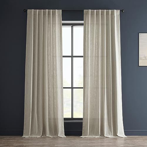 HPD Half Price Drapes Heavy Faux Linen Curtain 50 X 84, (1 Panel) FHLCH-VET200210-84, Malted Cream