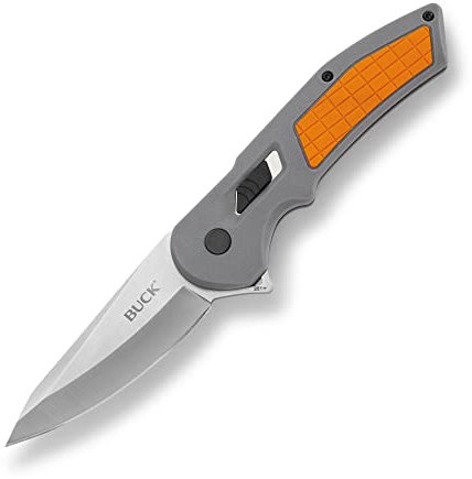 Buck Knives 261 Hexam Taschenmesser, zusammenklappbar, 8,5 cm Edelstahlklinge, Taschenclip (grau/orange)