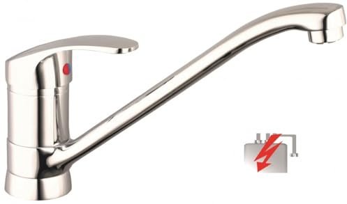 SCHÜTTE CELLINO 35490 Robinet de cuisine basse pression pivotant à 360° avec fonction anti-retardateur, mitigeur monocommande, chromé