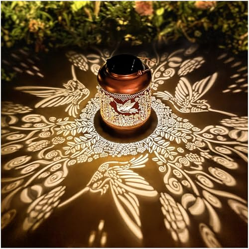 Mothers Day Gifts for Mom Hummingbird Solar Lanterns Outdoor Waterproof Hanging Solar Lights Hummingbird Gifts for Women Men Metal Bird Decorative LED Lanterns for Yard, Patio, Lawn, Garden Decor