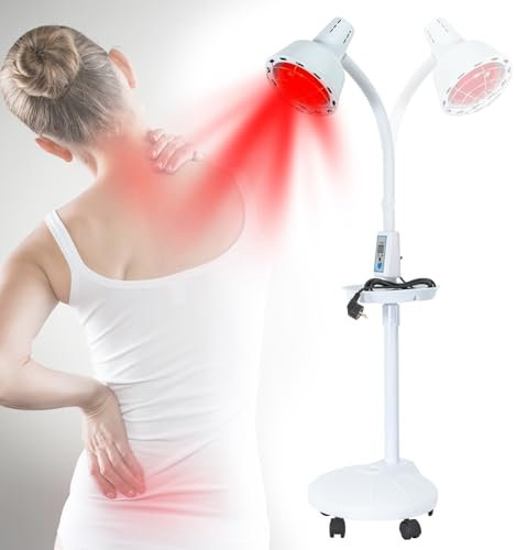 ARBGO Lampada a infrarossi, 275 W, rossa, con supporto, da terra, luce per facilità dei dolori muscolari