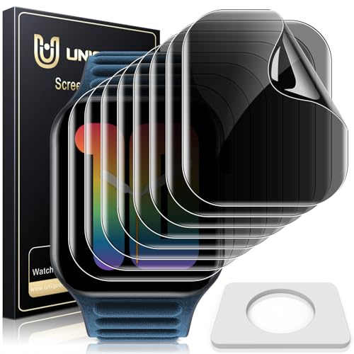 UniqueMe Privacy Screen Protector for Apple Watch Series 10 46mm - 8 Pack Ultra Thin Anti-Spy Soft Anti Scratch TPU Protective Film [Fingerprint Support] [Case-Friendly] [Easy-Installation]