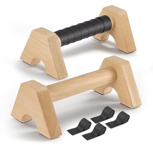 Parallettes,Parallèle Calisthenics en 2 Poignées De Pompes ParallèLes En Bois,PoignéEs Antidérapantes Barres Parallèles Pour L'IntéRieur Et L'Extérieur Pour La Calisthénie Handstands, Street Workout