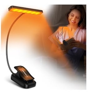 Glocusent 26 LED Reading Light, Book Light with 5 Colours & 5 Brightness Modes - Eye-Protecting, Stepless Dimming, Large Lamp Area, Long Lasting up to 90hr, 360° Flexible Perfect for Book Lovers