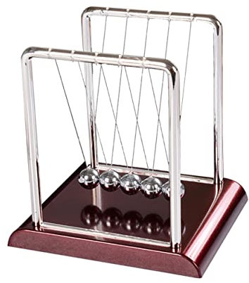 HONITANO Boule De Newton en Abs pour Bureau Ornement Décoratif Taille Moyenne Base Rouge Jouet Anti-Stress Maison Bureau Éducatif