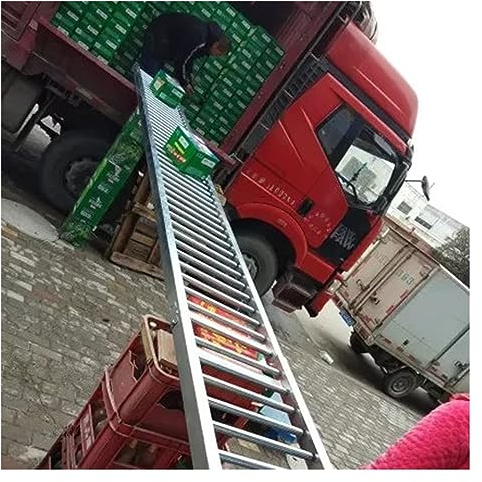 Light-Duty Gravity Conveyor - Unpowered Roller Slides with Anti-Rust Galvanized Steel Frame for Warehouse Unloading, Transport Case Roller Line, 40 Width, Silver