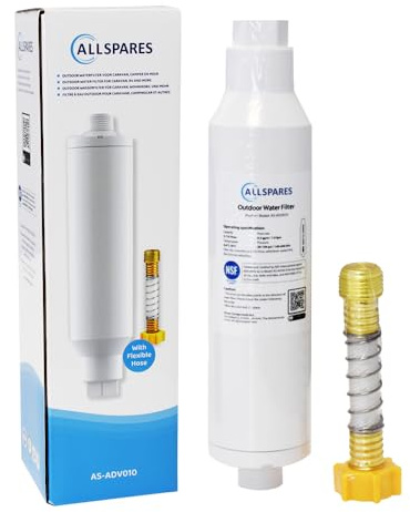 AllSpares Filtro dell'acqua per esterni adatto per roulotte e barche - Filtro dell'acqua mobile per migliorare la qualità dell'acqua in campeggio o in mare