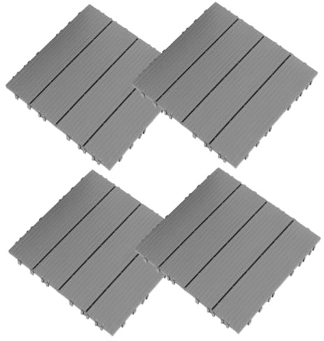 SEWACC 4pcs Outdoor Flooring Deck Tiles Interlocking Plastic Floor Slabs for Balcony Backyard Garden Decor