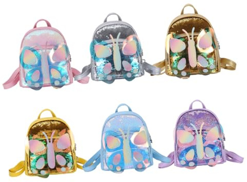 ifundom Mini Mochila Infantil Pequeña con Lentejuelas Doradas Mochila Escolar Viaje para Diseño Brillante y Espacioso con Bolsillos con Cremallera para Primaria y Salidas Diarias