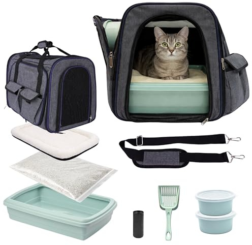 ALMASURA Kit Viaje Transportin Gato Grande 10kg - Mochila Gatos Transporte