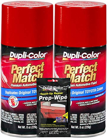 Dupli-Color Barcelona Red (Metallic) Exact-Match Automotive Paint for Toyota Vehicles - 8 oz, Bundles Prep Wipe (3 Items)