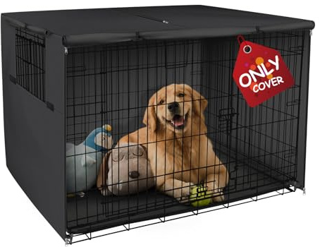 Explore Land Dog Crate Cover Heavy Duty Polyester Pet Kennel Sunshade Universal Fit for 36 inches Wire Cage (Black)
